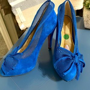 Paris Hilton Blue Suede Heels size 7.5